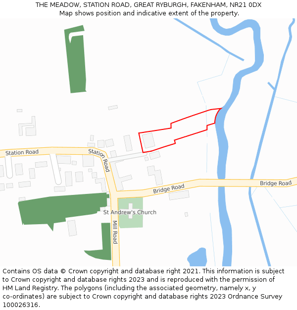 THE MEADOW, STATION ROAD, GREAT RYBURGH, FAKENHAM, NR21 0DX: Location map and indicative extent of plot