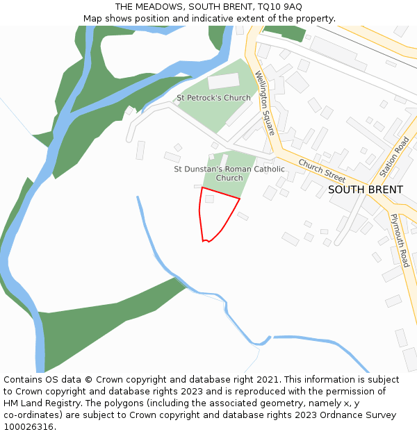THE MEADOWS, SOUTH BRENT, TQ10 9AQ: Location map and indicative extent of plot