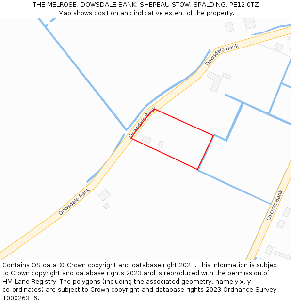 THE MELROSE, DOWSDALE BANK, SHEPEAU STOW, SPALDING, PE12 0TZ: Location map and indicative extent of plot