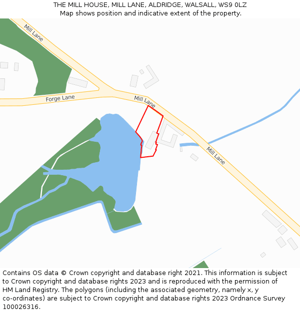 THE MILL HOUSE, MILL LANE, ALDRIDGE, WALSALL, WS9 0LZ: Location map and indicative extent of plot