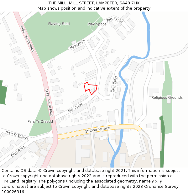 THE MILL, MILL STREET, LAMPETER, SA48 7HX: Location map and indicative extent of plot