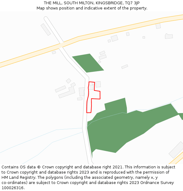 THE MILL, SOUTH MILTON, KINGSBRIDGE, TQ7 3JP: Location map and indicative extent of plot