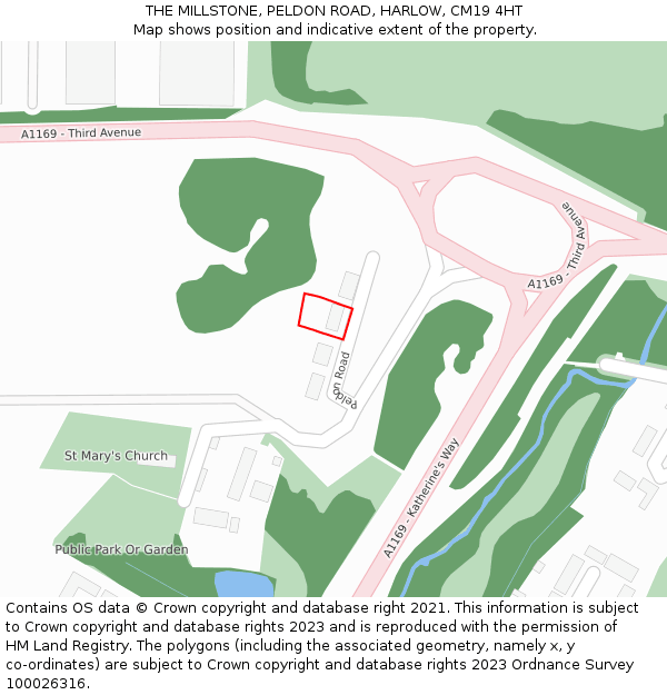 THE MILLSTONE, PELDON ROAD, HARLOW, CM19 4HT: Location map and indicative extent of plot