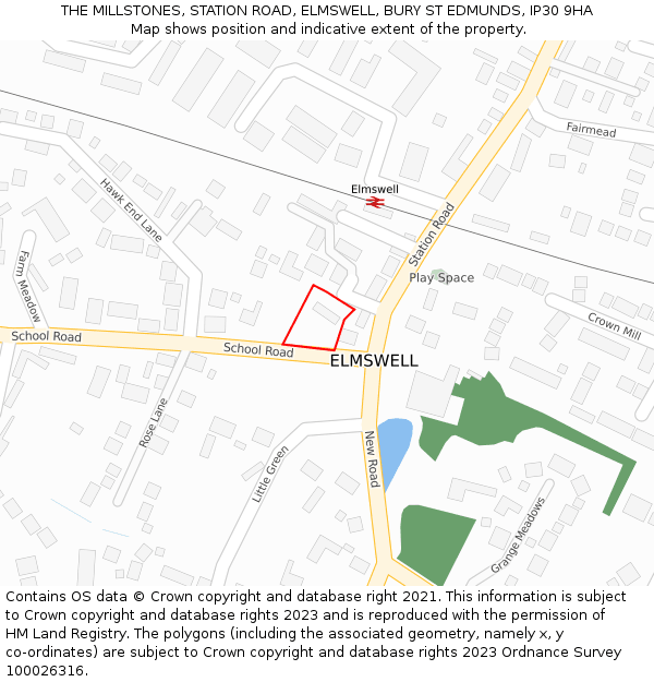 THE MILLSTONES, STATION ROAD, ELMSWELL, BURY ST EDMUNDS, IP30 9HA: Location map and indicative extent of plot