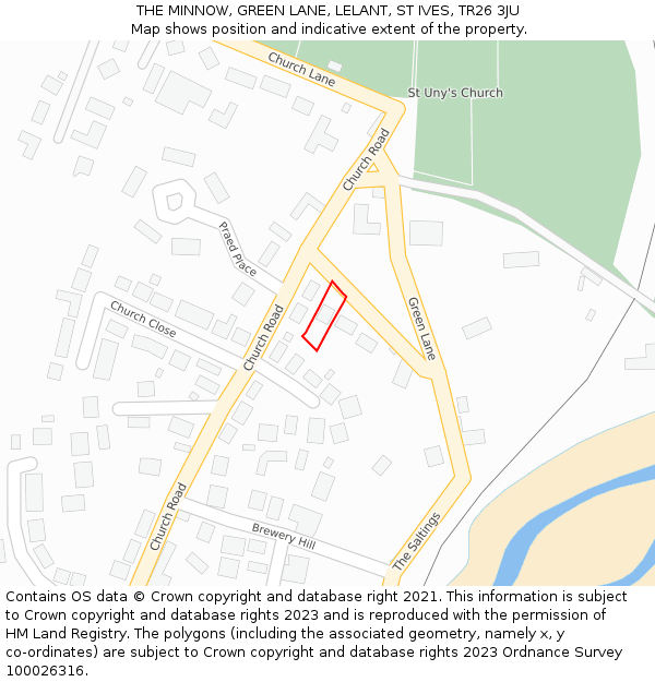 THE MINNOW, GREEN LANE, LELANT, ST IVES, TR26 3JU: Location map and indicative extent of plot