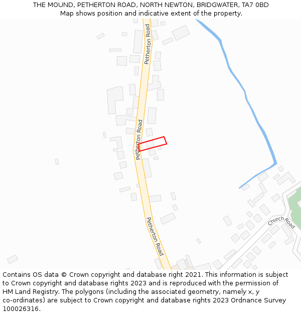THE MOUND, PETHERTON ROAD, NORTH NEWTON, BRIDGWATER, TA7 0BD: Location map and indicative extent of plot