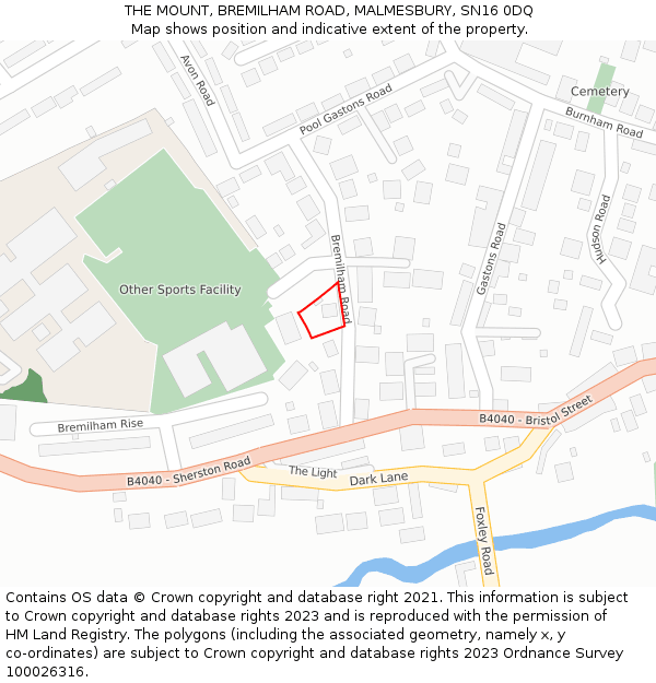 THE MOUNT, BREMILHAM ROAD, MALMESBURY, SN16 0DQ: Location map and indicative extent of plot