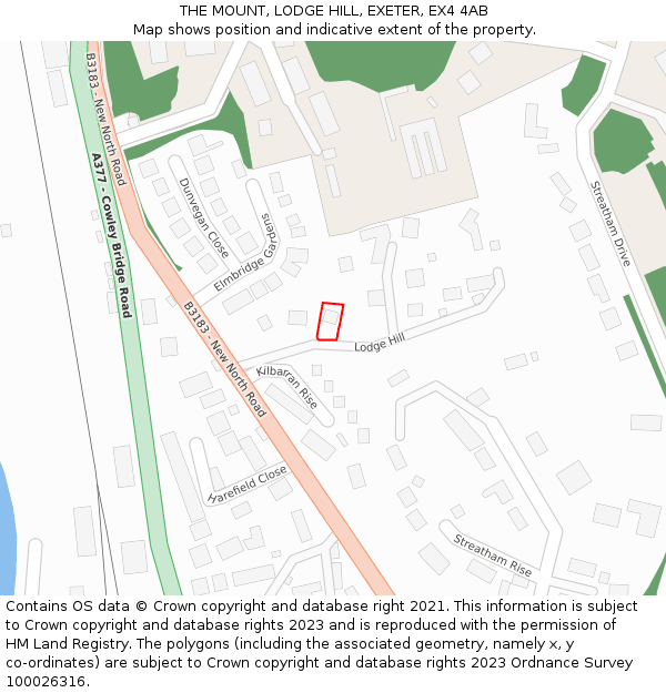 THE MOUNT, LODGE HILL, EXETER, EX4 4AB: Location map and indicative extent of plot