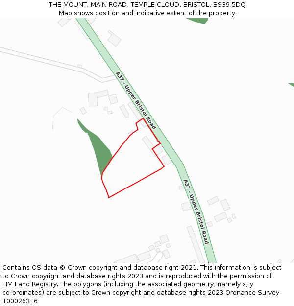 THE MOUNT, MAIN ROAD, TEMPLE CLOUD, BRISTOL, BS39 5DQ: Location map and indicative extent of plot