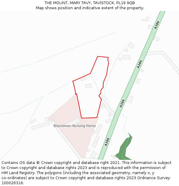 THE MOUNT, MARY TAVY, TAVISTOCK, PL19 9QB: Location map and indicative extent of plot