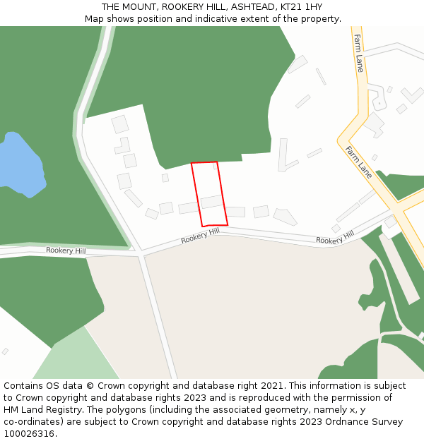 THE MOUNT, ROOKERY HILL, ASHTEAD, KT21 1HY: Location map and indicative extent of plot