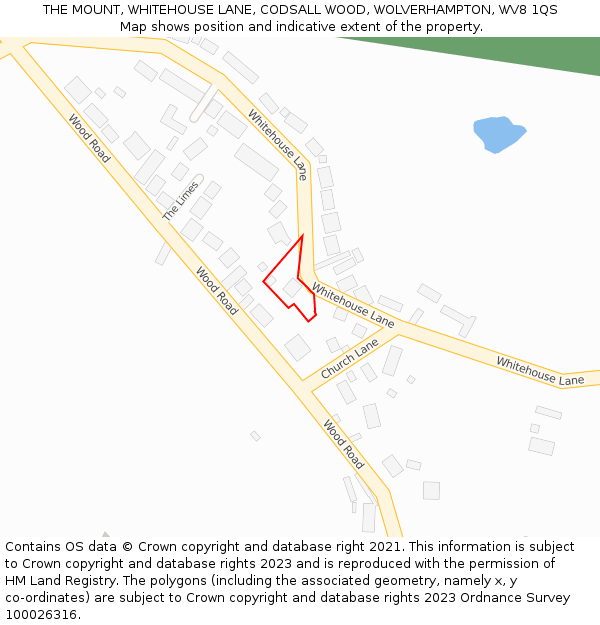 THE MOUNT, WHITEHOUSE LANE, CODSALL WOOD, WOLVERHAMPTON, WV8 1QS: Location map and indicative extent of plot