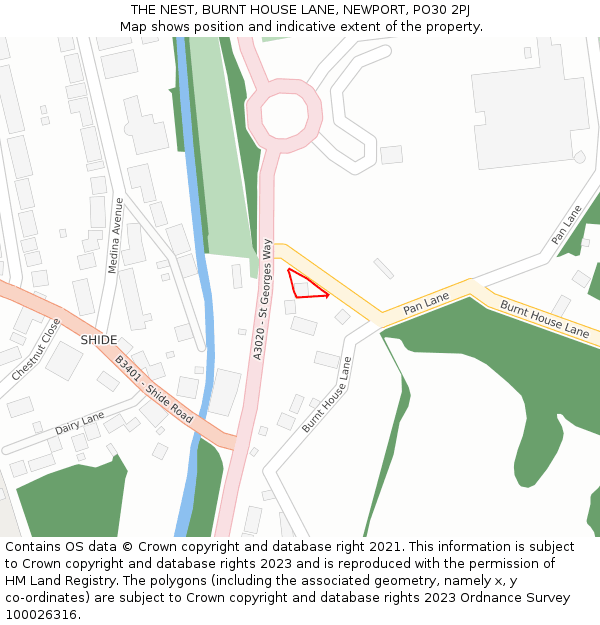 THE NEST, BURNT HOUSE LANE, NEWPORT, PO30 2PJ: Location map and indicative extent of plot