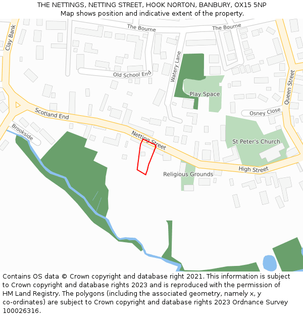 THE NETTINGS, NETTING STREET, HOOK NORTON, BANBURY, OX15 5NP: Location map and indicative extent of plot