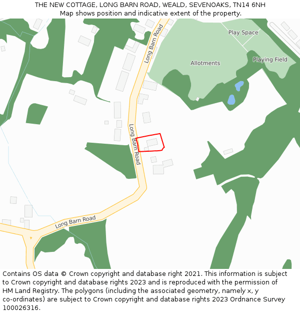 THE NEW COTTAGE, LONG BARN ROAD, WEALD, SEVENOAKS, TN14 6NH: Location map and indicative extent of plot