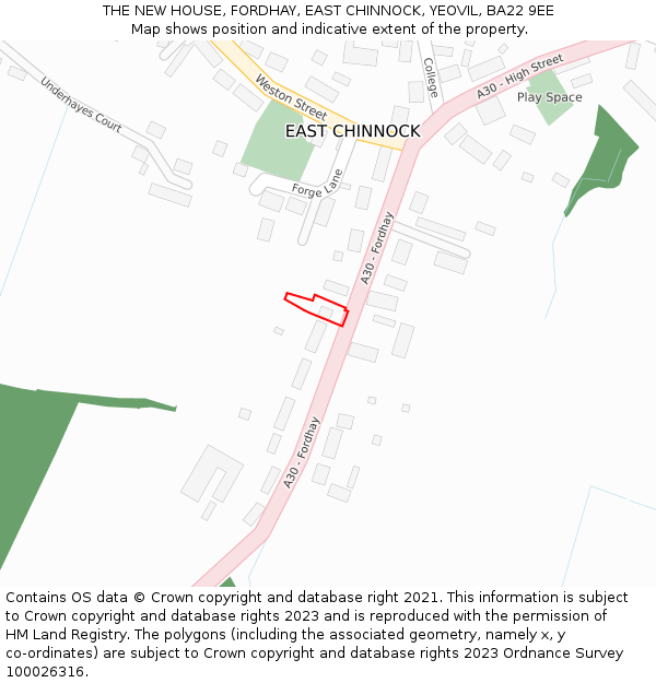 THE NEW HOUSE, FORDHAY, EAST CHINNOCK, YEOVIL, BA22 9EE: Location map and indicative extent of plot