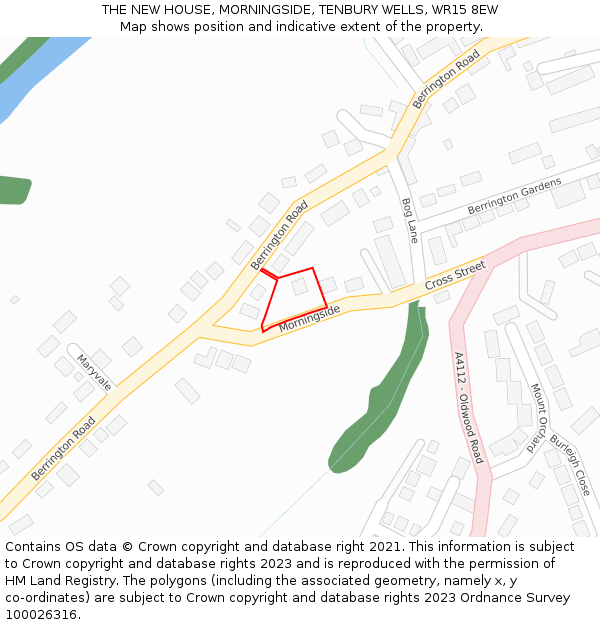 THE NEW HOUSE, MORNINGSIDE, TENBURY WELLS, WR15 8EW: Location map and indicative extent of plot