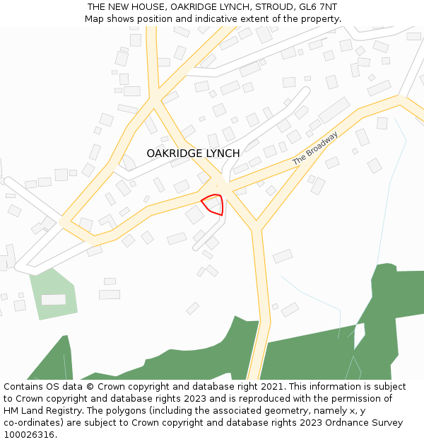 THE NEW HOUSE, OAKRIDGE LYNCH, STROUD, GL6 7NT: Location map and indicative extent of plot