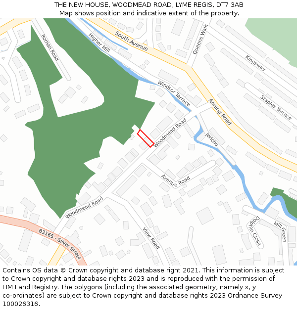 THE NEW HOUSE, WOODMEAD ROAD, LYME REGIS, DT7 3AB: Location map and indicative extent of plot
