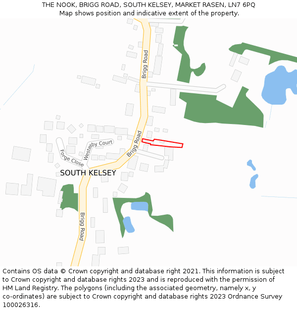 THE NOOK, BRIGG ROAD, SOUTH KELSEY, MARKET RASEN, LN7 6PQ: Location map and indicative extent of plot