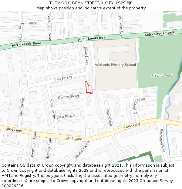 THE NOOK, DEAN STREET, ILKLEY, LS29 8JR: Location map and indicative extent of plot