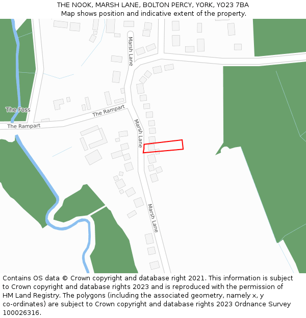 THE NOOK, MARSH LANE, BOLTON PERCY, YORK, YO23 7BA: Location map and indicative extent of plot