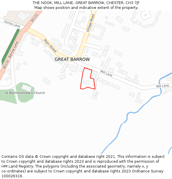 THE NOOK, MILL LANE, GREAT BARROW, CHESTER, CH3 7JF: Location map and indicative extent of plot