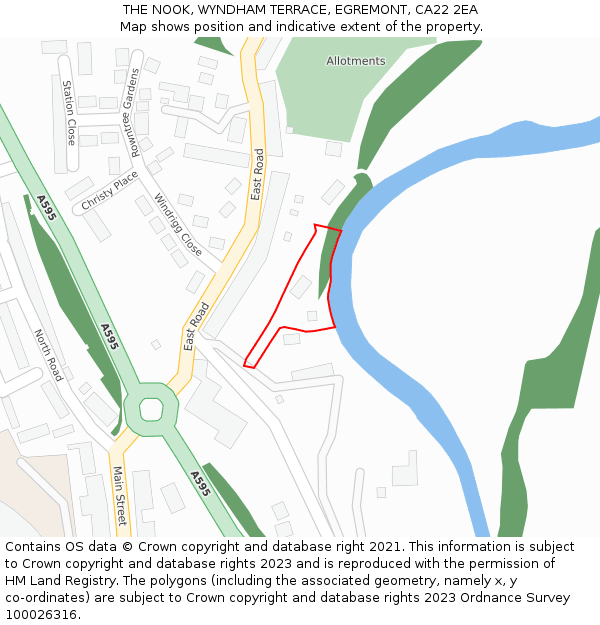 THE NOOK, WYNDHAM TERRACE, EGREMONT, CA22 2EA: Location map and indicative extent of plot