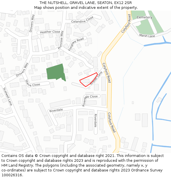 THE NUTSHELL, GRAVEL LANE, SEATON, EX12 2SR: Location map and indicative extent of plot