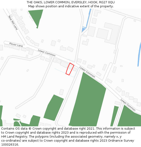 THE OAKS, LOWER COMMON, EVERSLEY, HOOK, RG27 0QU: Location map and indicative extent of plot