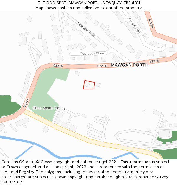 THE ODD SPOT, MAWGAN PORTH, NEWQUAY, TR8 4BN: Location map and indicative extent of plot