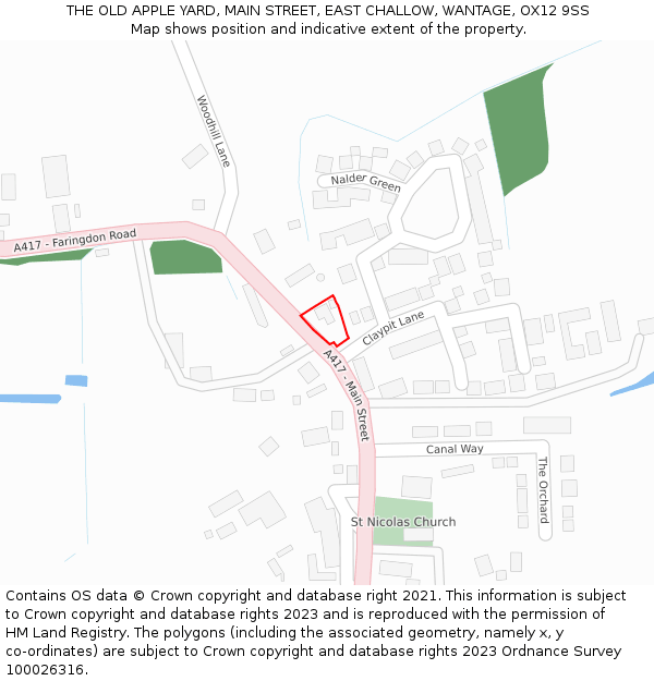 THE OLD APPLE YARD, MAIN STREET, EAST CHALLOW, WANTAGE, OX12 9SS: Location map and indicative extent of plot