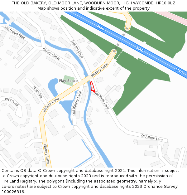 THE OLD BAKERY, OLD MOOR LANE, WOOBURN MOOR, HIGH WYCOMBE, HP10 0LZ: Location map and indicative extent of plot