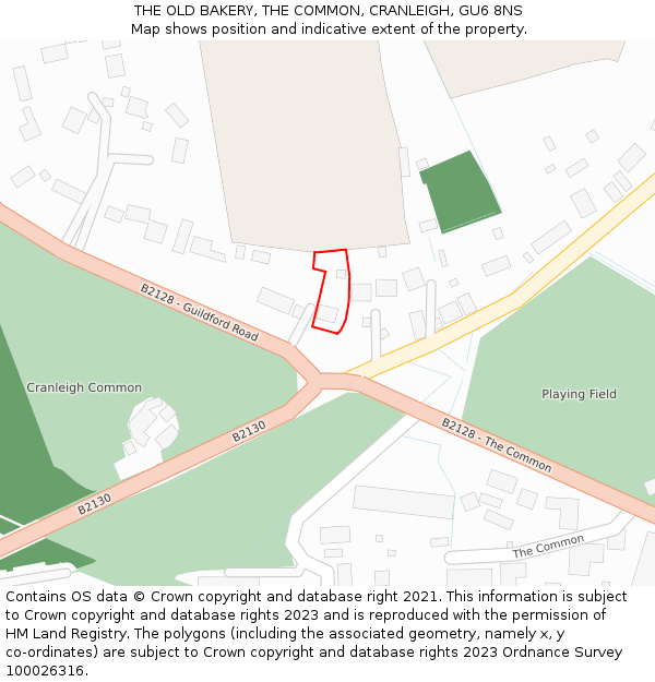 THE OLD BAKERY, THE COMMON, CRANLEIGH, GU6 8NS: Location map and indicative extent of plot