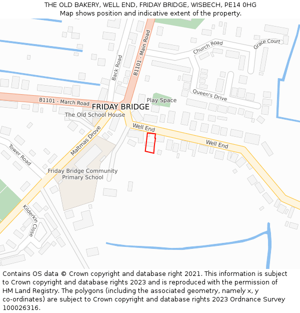 THE OLD BAKERY, WELL END, FRIDAY BRIDGE, WISBECH, PE14 0HG: Location map and indicative extent of plot