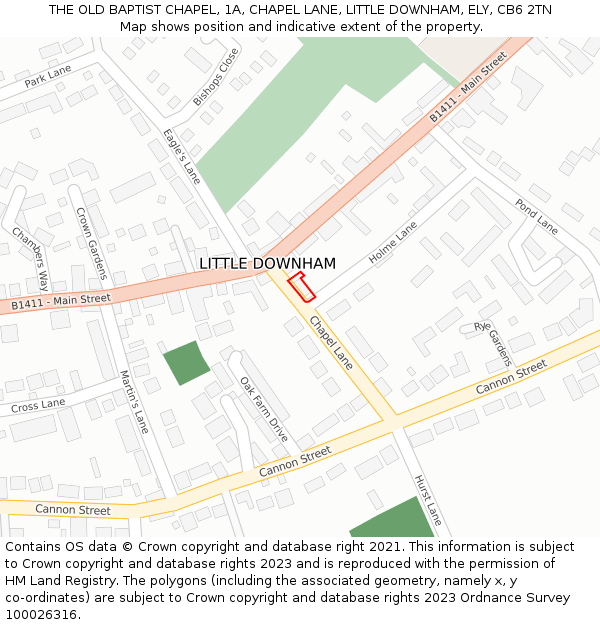 THE OLD BAPTIST CHAPEL, 1A, CHAPEL LANE, LITTLE DOWNHAM, ELY, CB6 2TN: Location map and indicative extent of plot