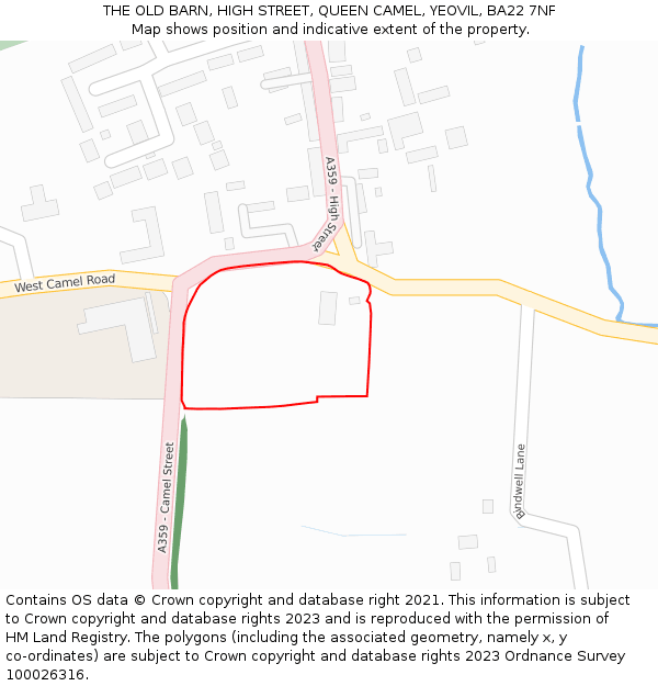 THE OLD BARN, HIGH STREET, QUEEN CAMEL, YEOVIL, BA22 7NF: Location map and indicative extent of plot
