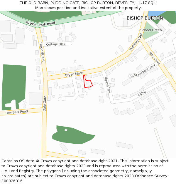 THE OLD BARN, PUDDING GATE, BISHOP BURTON, BEVERLEY, HU17 8QH: Location map and indicative extent of plot