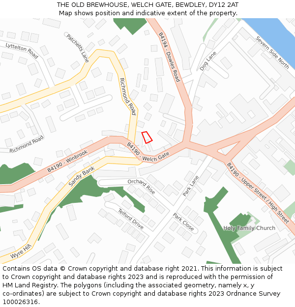 THE OLD BREWHOUSE, WELCH GATE, BEWDLEY, DY12 2AT: Location map and indicative extent of plot