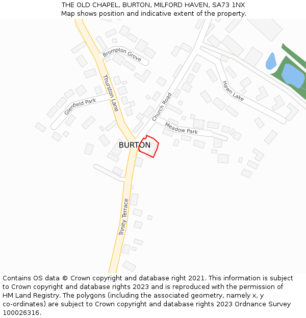 THE OLD CHAPEL, BURTON, MILFORD HAVEN, SA73 1NX: Location map and indicative extent of plot