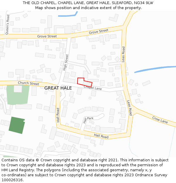 THE OLD CHAPEL, CHAPEL LANE, GREAT HALE, SLEAFORD, NG34 9LW: Location map and indicative extent of plot