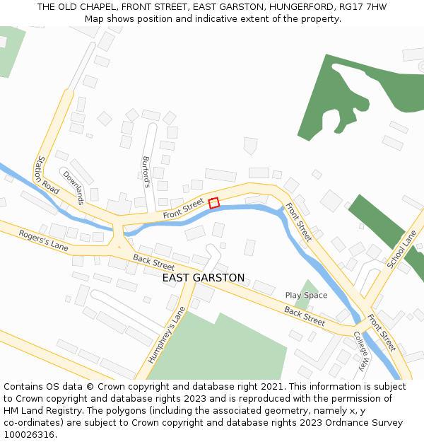 THE OLD CHAPEL, FRONT STREET, EAST GARSTON, HUNGERFORD, RG17 7HW: Location map and indicative extent of plot