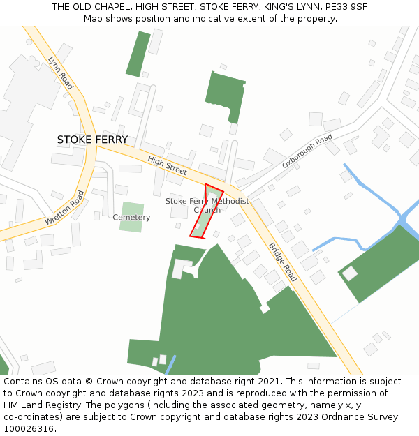 THE OLD CHAPEL, HIGH STREET, STOKE FERRY, KING'S LYNN, PE33 9SF: Location map and indicative extent of plot
