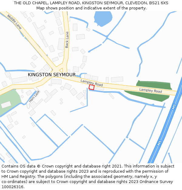 THE OLD CHAPEL, LAMPLEY ROAD, KINGSTON SEYMOUR, CLEVEDON, BS21 6XS: Location map and indicative extent of plot