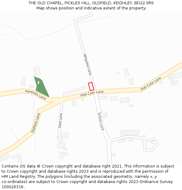 THE OLD CHAPEL, PICKLES HILL, OLDFIELD, KEIGHLEY, BD22 0RS: Location map and indicative extent of plot
