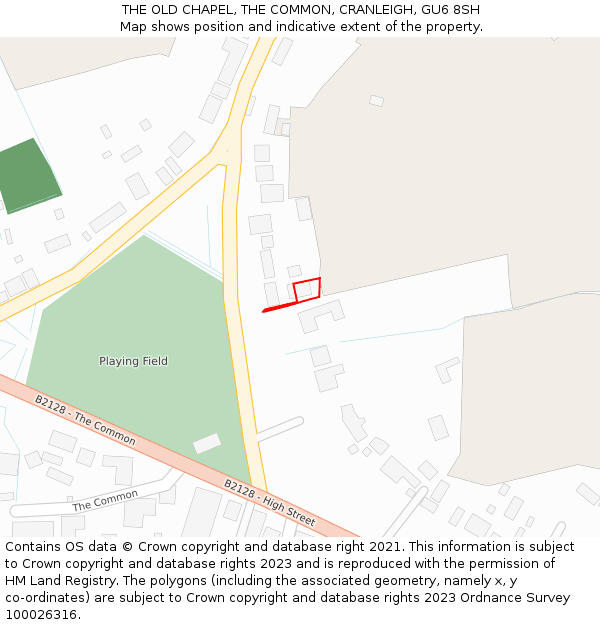 THE OLD CHAPEL, THE COMMON, CRANLEIGH, GU6 8SH: Location map and indicative extent of plot