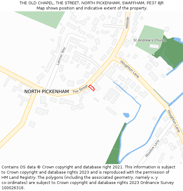 THE OLD CHAPEL, THE STREET, NORTH PICKENHAM, SWAFFHAM, PE37 8JR: Location map and indicative extent of plot