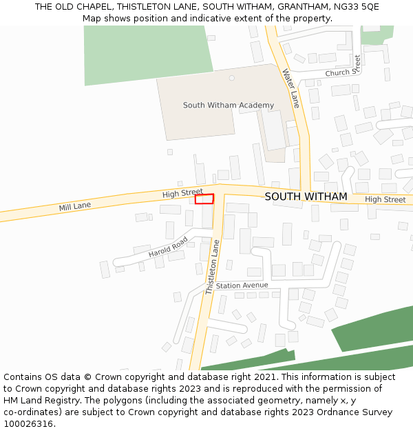 THE OLD CHAPEL, THISTLETON LANE, SOUTH WITHAM, GRANTHAM, NG33 5QE: Location map and indicative extent of plot
