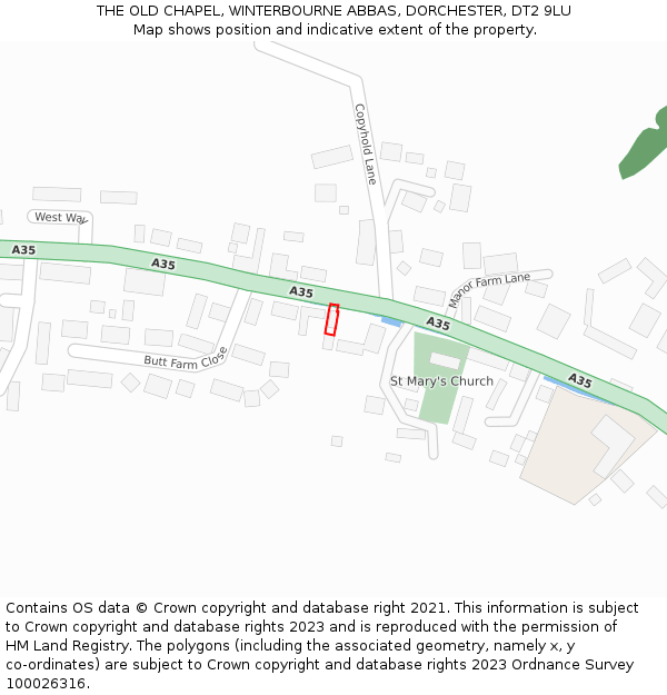 THE OLD CHAPEL, WINTERBOURNE ABBAS, DORCHESTER, DT2 9LU: Location map and indicative extent of plot