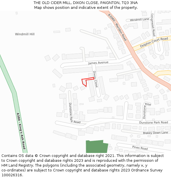 THE OLD CIDER MILL, DIXON CLOSE, PAIGNTON, TQ3 3NA: Location map and indicative extent of plot